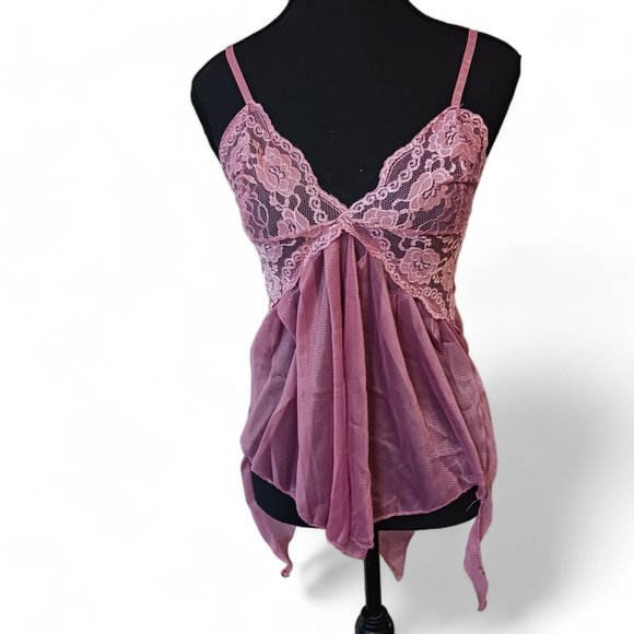 Lace Rose Pink Teddy Babydoll Lingerie with Matching Thong  Size S - Picture 1 of 7